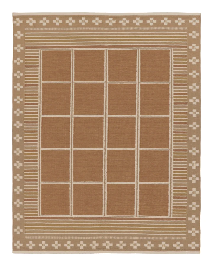 Rug & Kilim’s Scandinavian Rug with Geometric Windowpane Design in Brown Hues