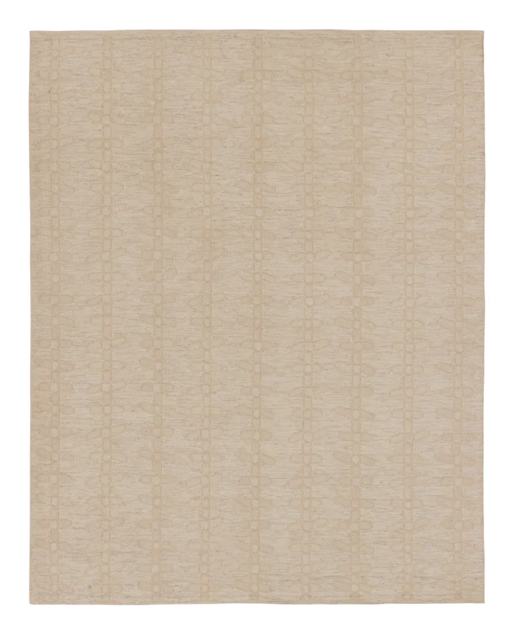 Rug & Kilim's Contemporary Scandinavian Flatweave Rug in Beige Geometric Grid