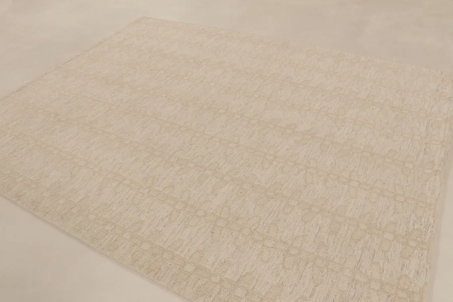 Hover image of Rug & Kilim's Contemporary Scandinavian Flatweave Rug in Beige Geometric Grid
