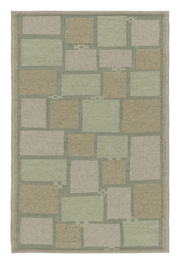 Rug & Kilim’s Contemporary Scandinavian Flatweave Rug with Mosaic Design in Sage