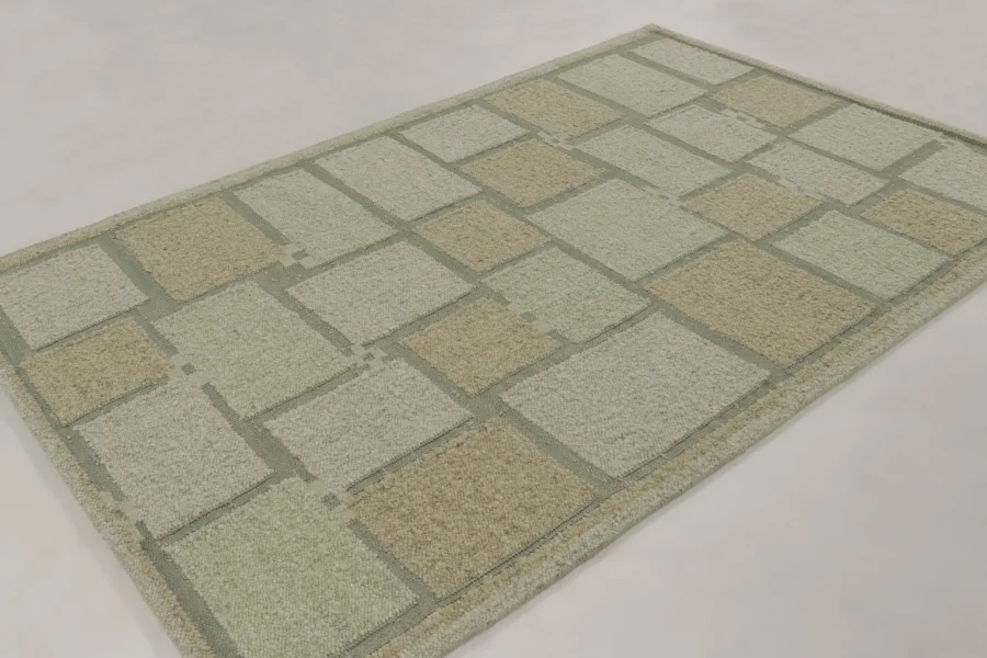 Hover image of Rug & Kilim’s Contemporary Scandinavian Flatweave Rug with Mosaic Design in Sage