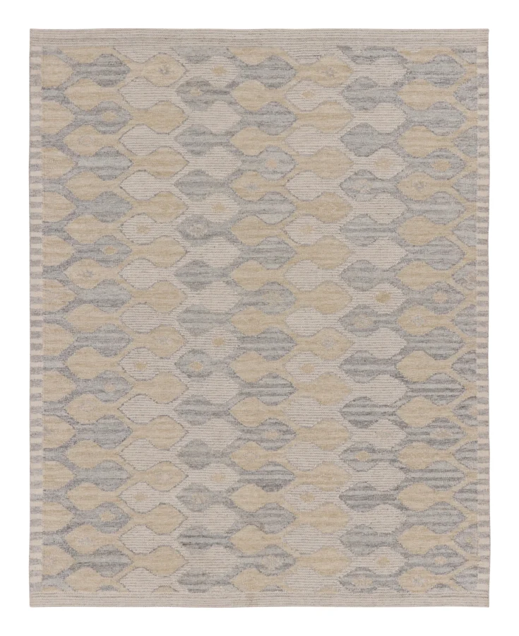 Rug & Kilim’s Scandinavian Custom Rug with Geometric Pattern in Gray & Beige