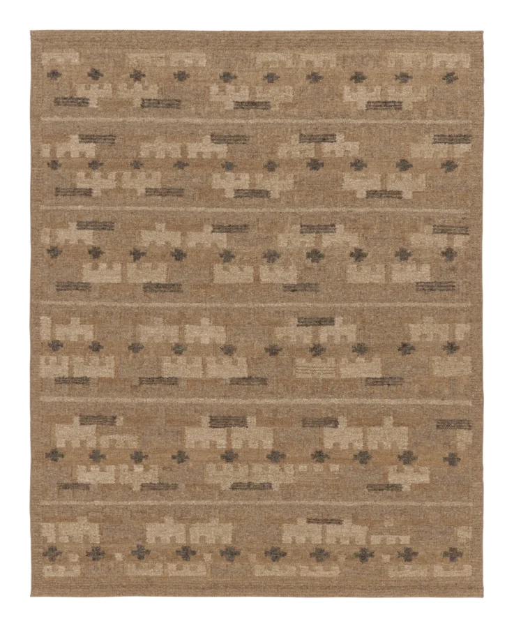 Rug & Kilim’s Scandinavian Rug with Geometric Design in Brown Tones