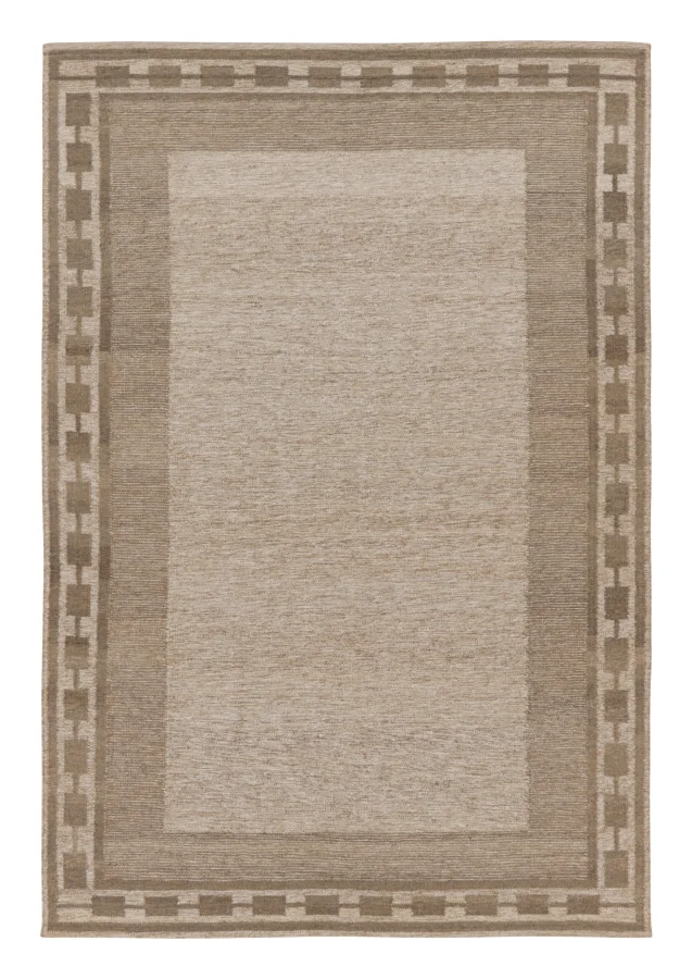 Rug & Kilim’s Scandinavian Rug in Muted Beige with Geometric Border
