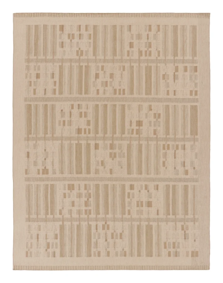 Rug & Kilim's Contemporary Art Deco Rug in Beige with Architectural Grid Design
