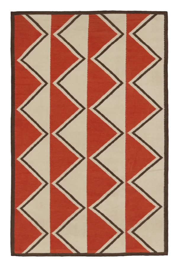 Rug & Kilim’s Contemporary Scandinavian Flatweave Rug with Rust Geometric Design