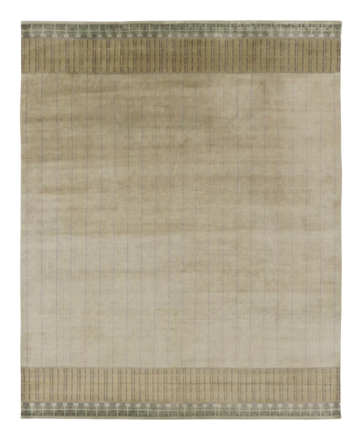 Rug & Kilim's Contemporary Art Deco Rug in Beige with Geometric Design