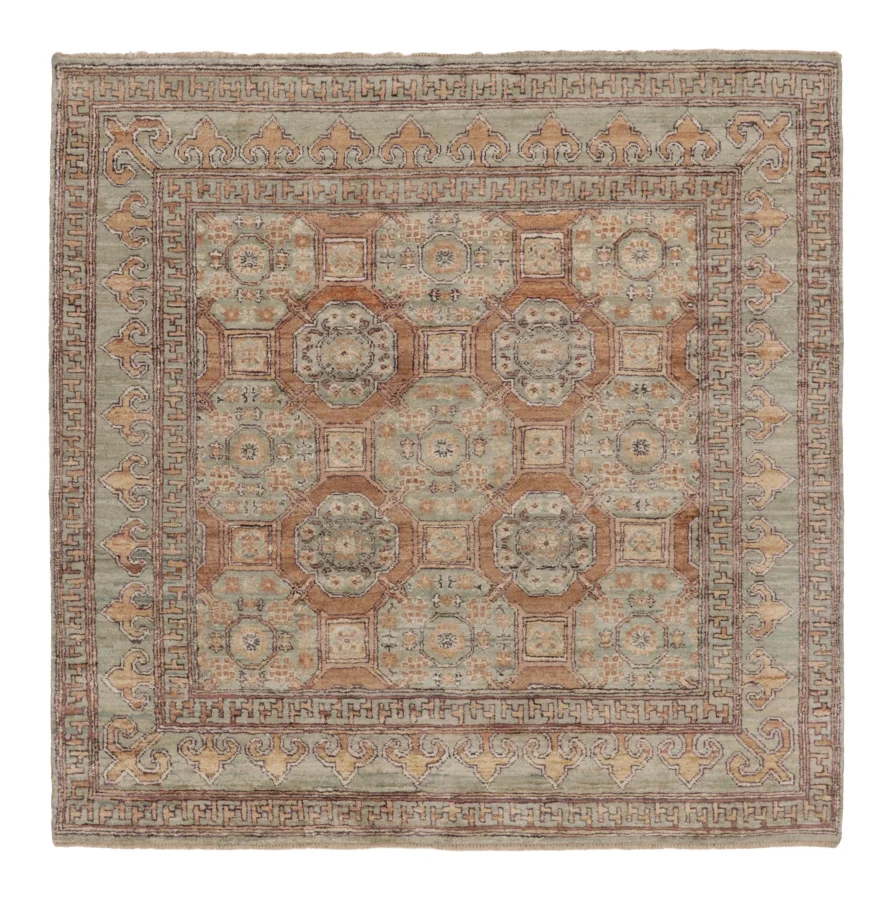 Rug & Kilim’s Khotan Square Rug with Traditional Motifs in Brown Hues