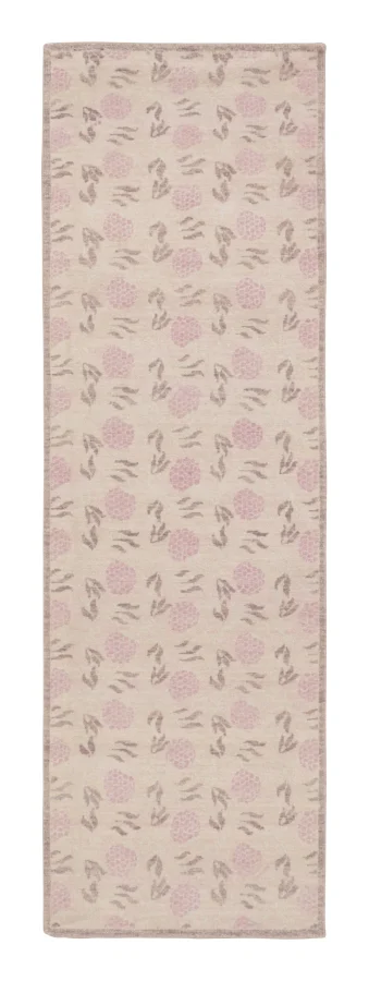 Rug & Kilim's Block Print Floral Runner with Blush Pink & Purple Design