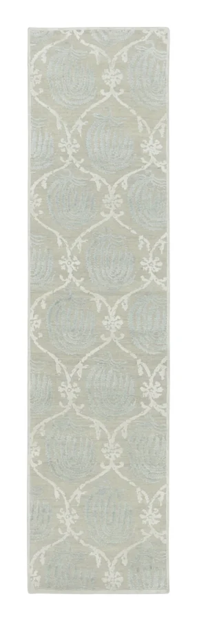 Rug & Kilim's Block Print Runner with Ivory Allover Floral & Vinework Design