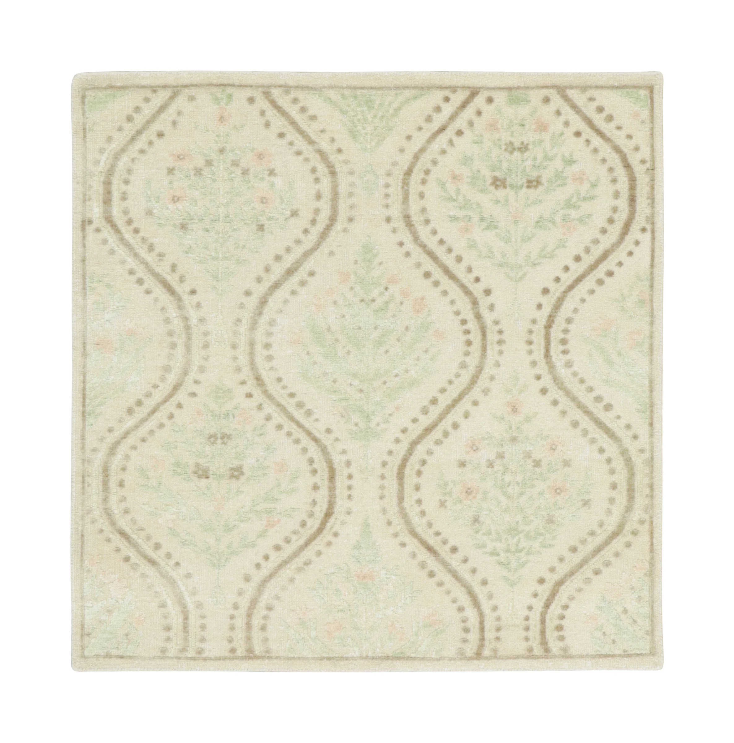 Block Print Floral Square Rug