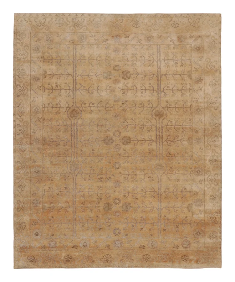 Rug & Kilim's Contemporary Rug in Beige & Taupe with Oriental Floral Design