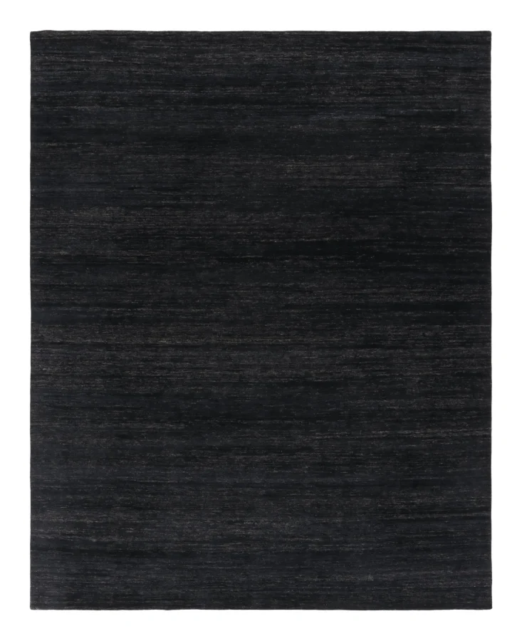 Rug & Kilim’s Oversized Modern Textural Rug with Charcoal Field & Striae