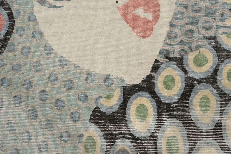Contemporary Distressed Pictorial Rug