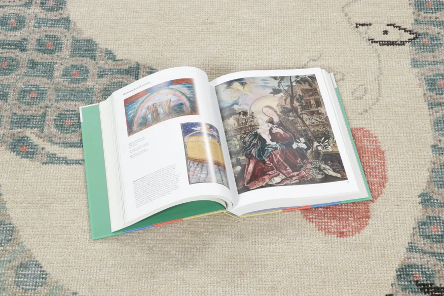Contemporary Distressed Pictorial Rug