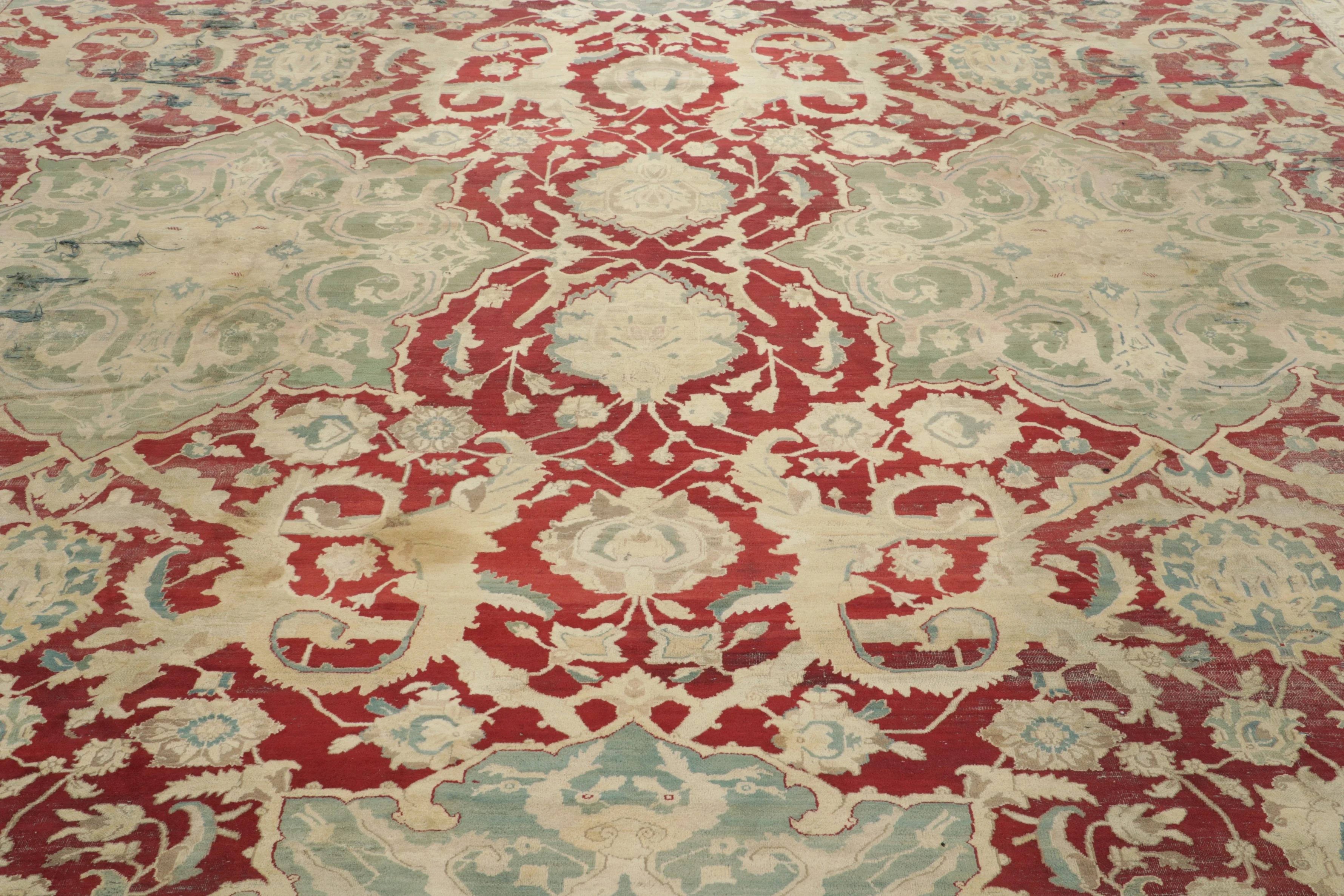 Antique Distressed Agra Rug