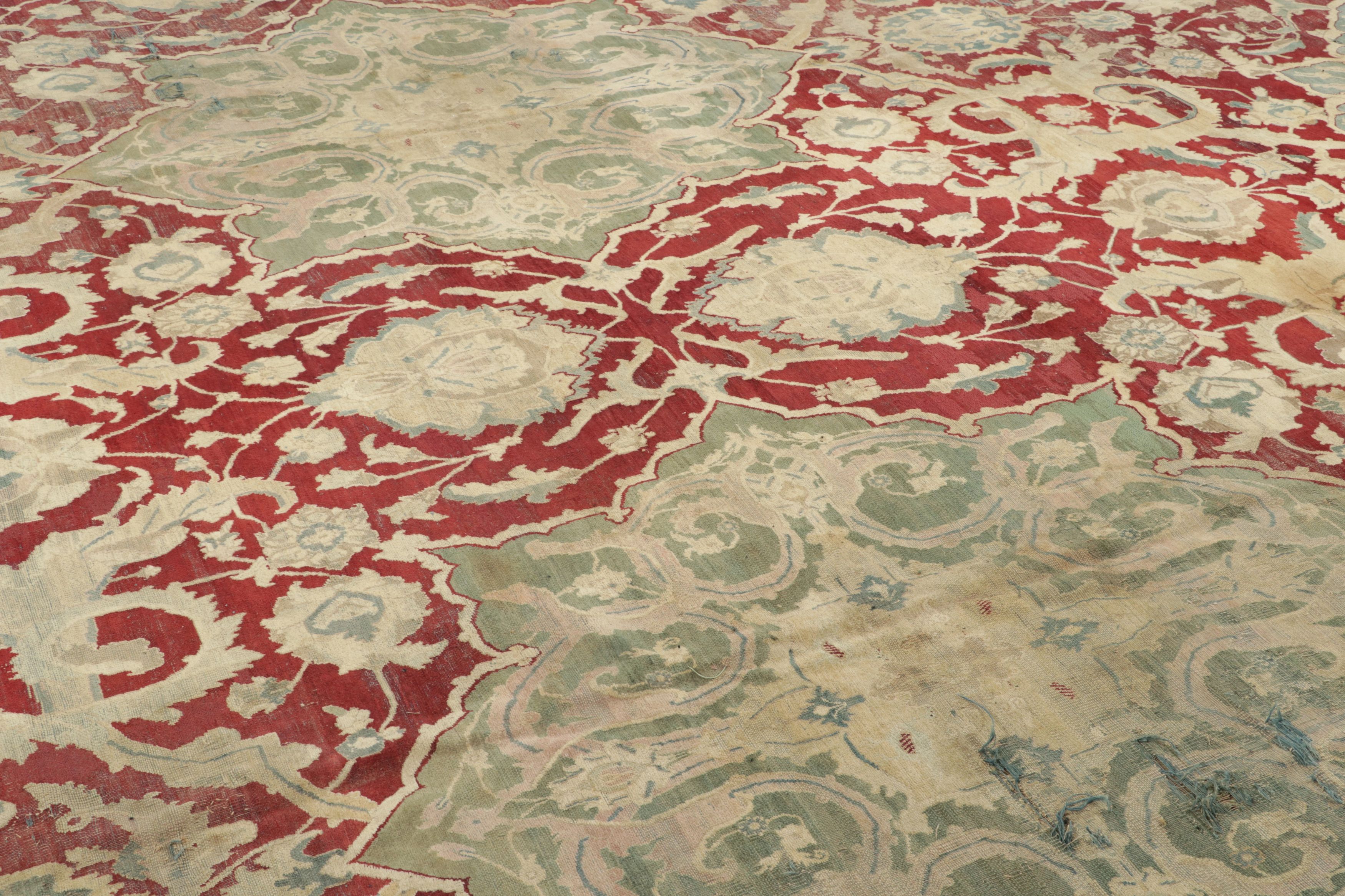 Antique Distressed Agra Rug
