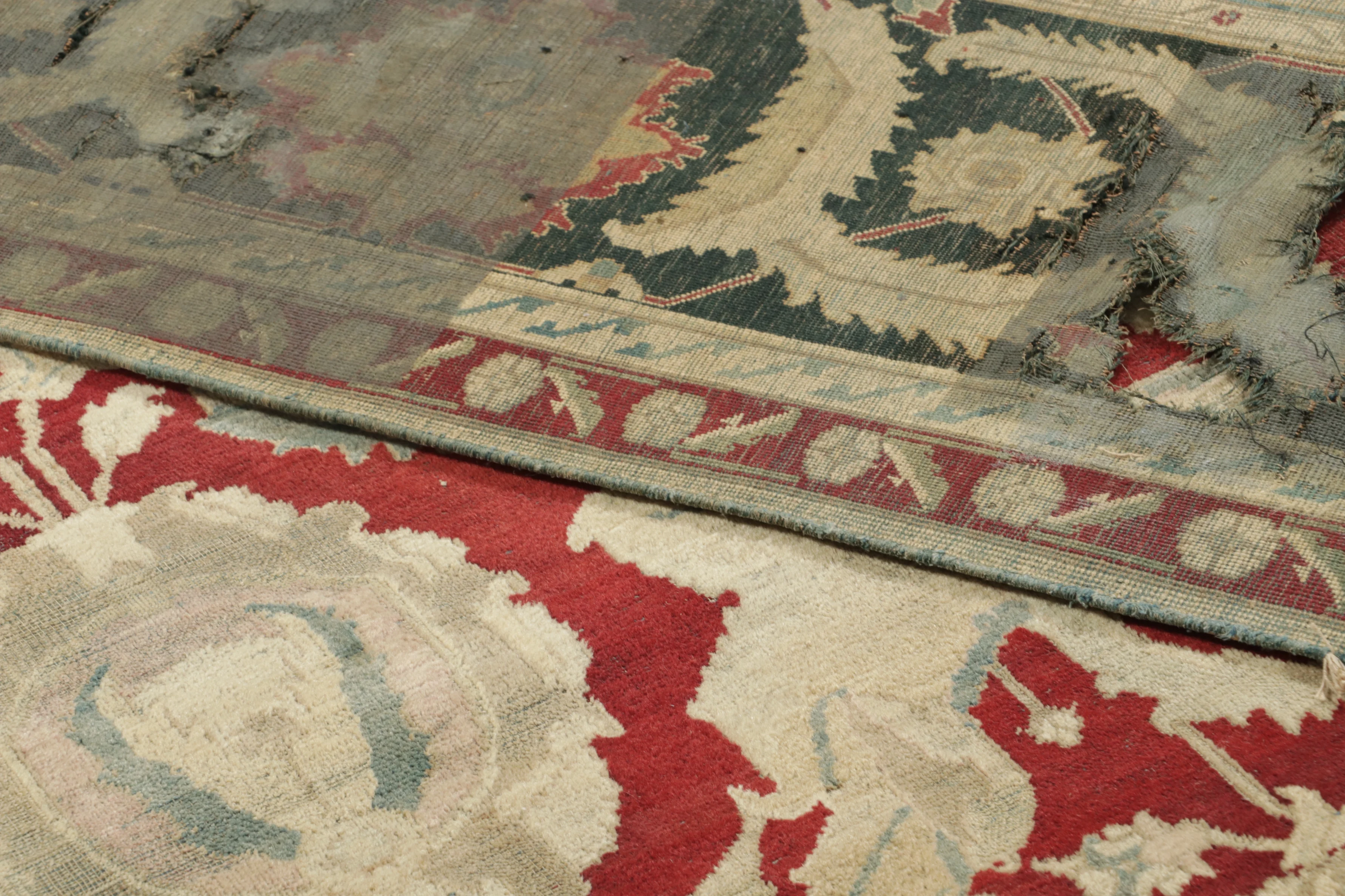 Antique Distressed Agra Rug