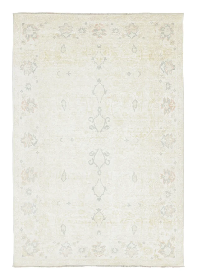 Rug & Kilim’s Polonaise Rug in Soft White & Beige Hues with Floral Design
