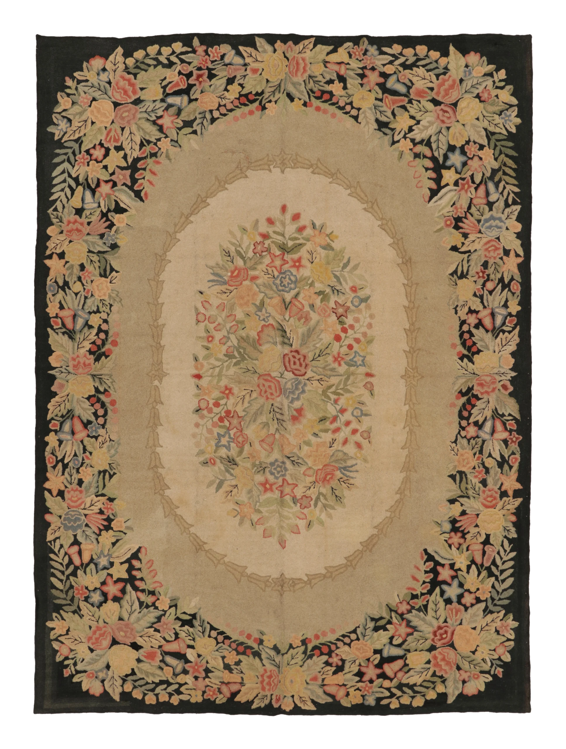 Antique Hooked Floral Rug