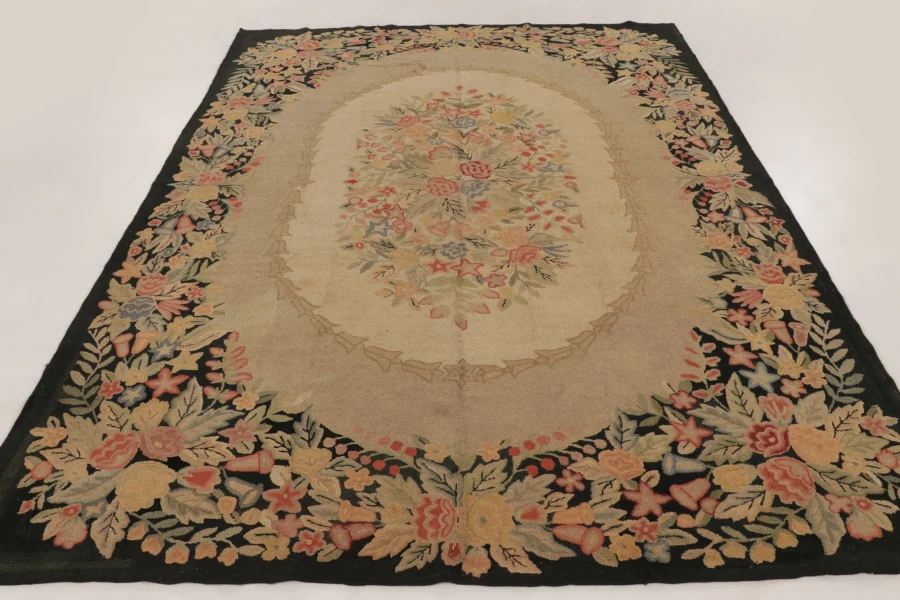 Antique Hooked Floral Rug