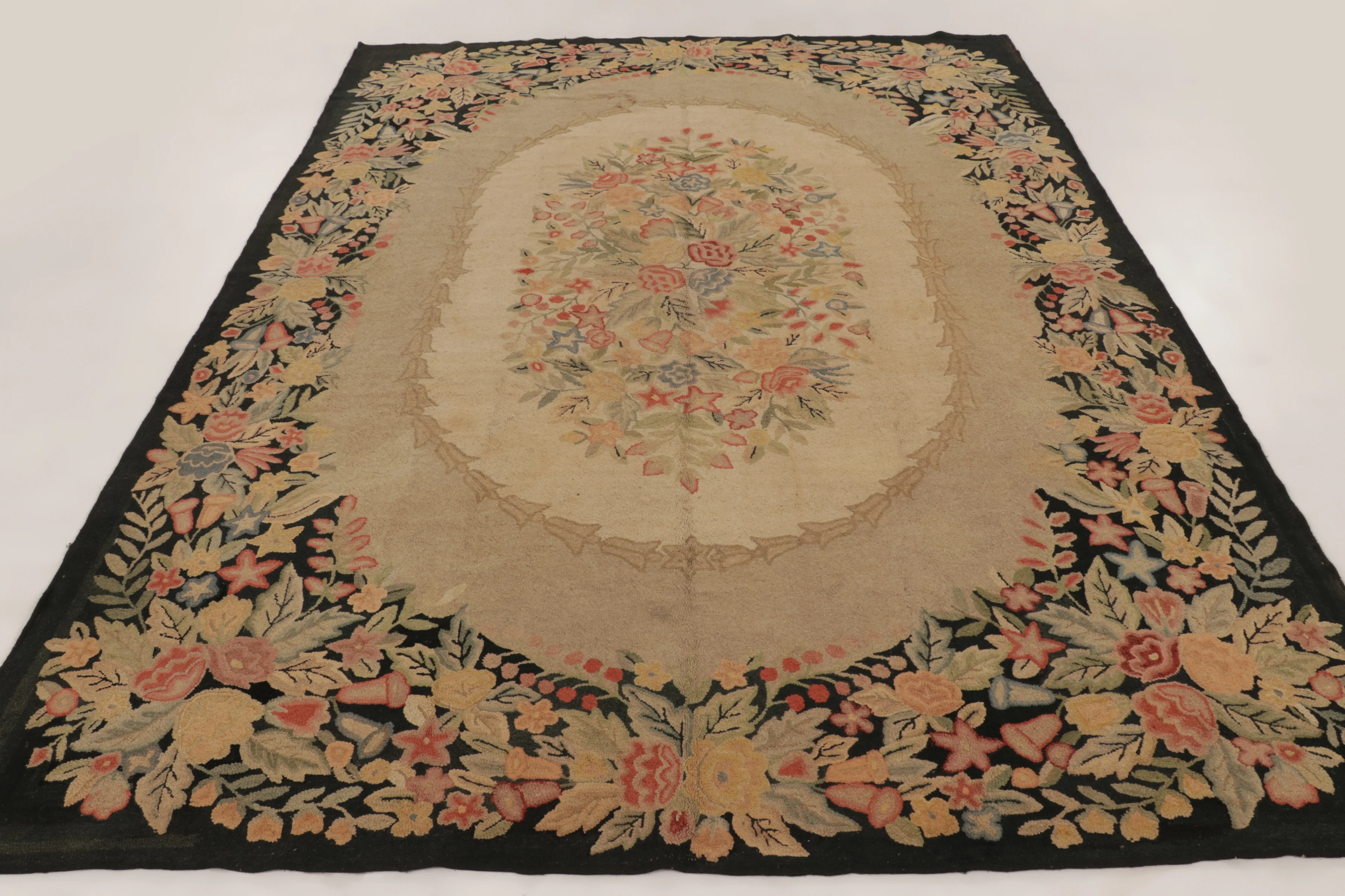 Antique Hooked Floral Rug
