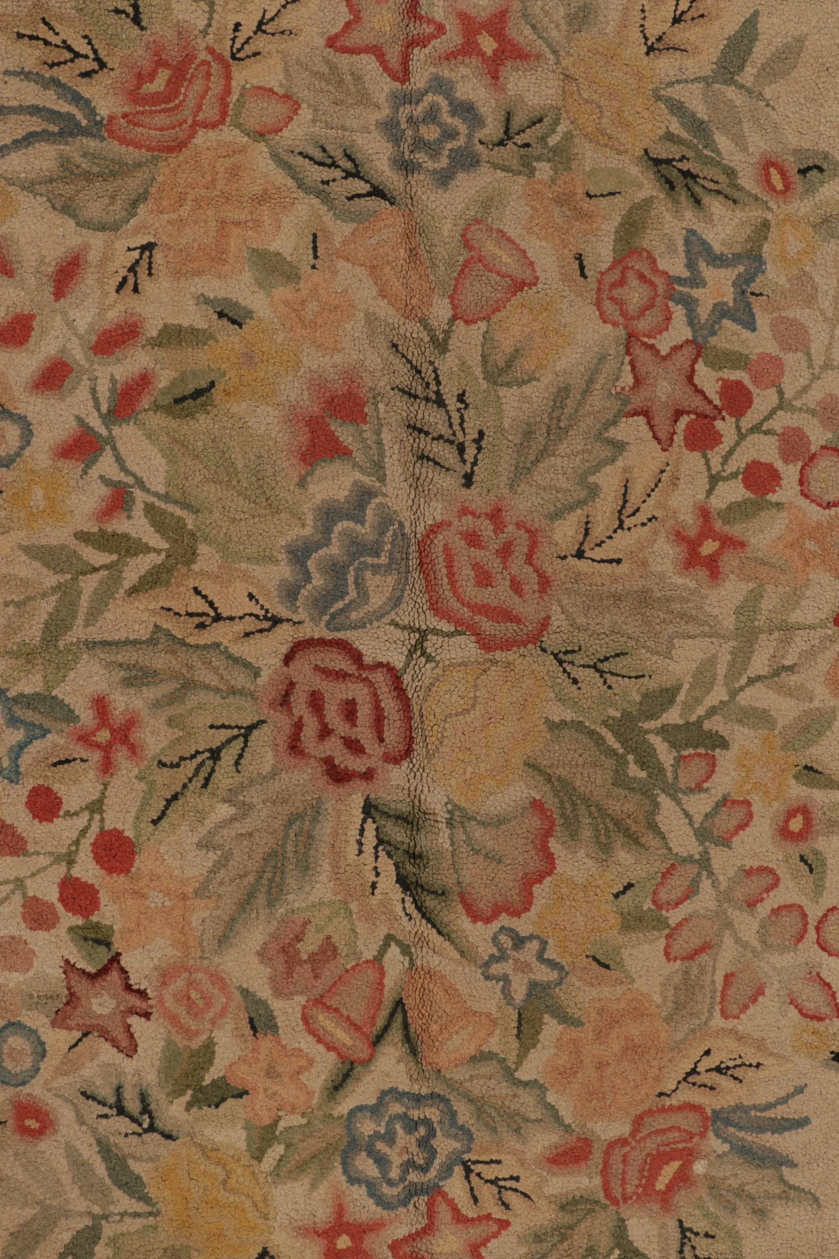 Antique Hooked Floral Rug