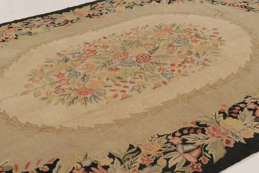 Antique Hooked Floral Rug