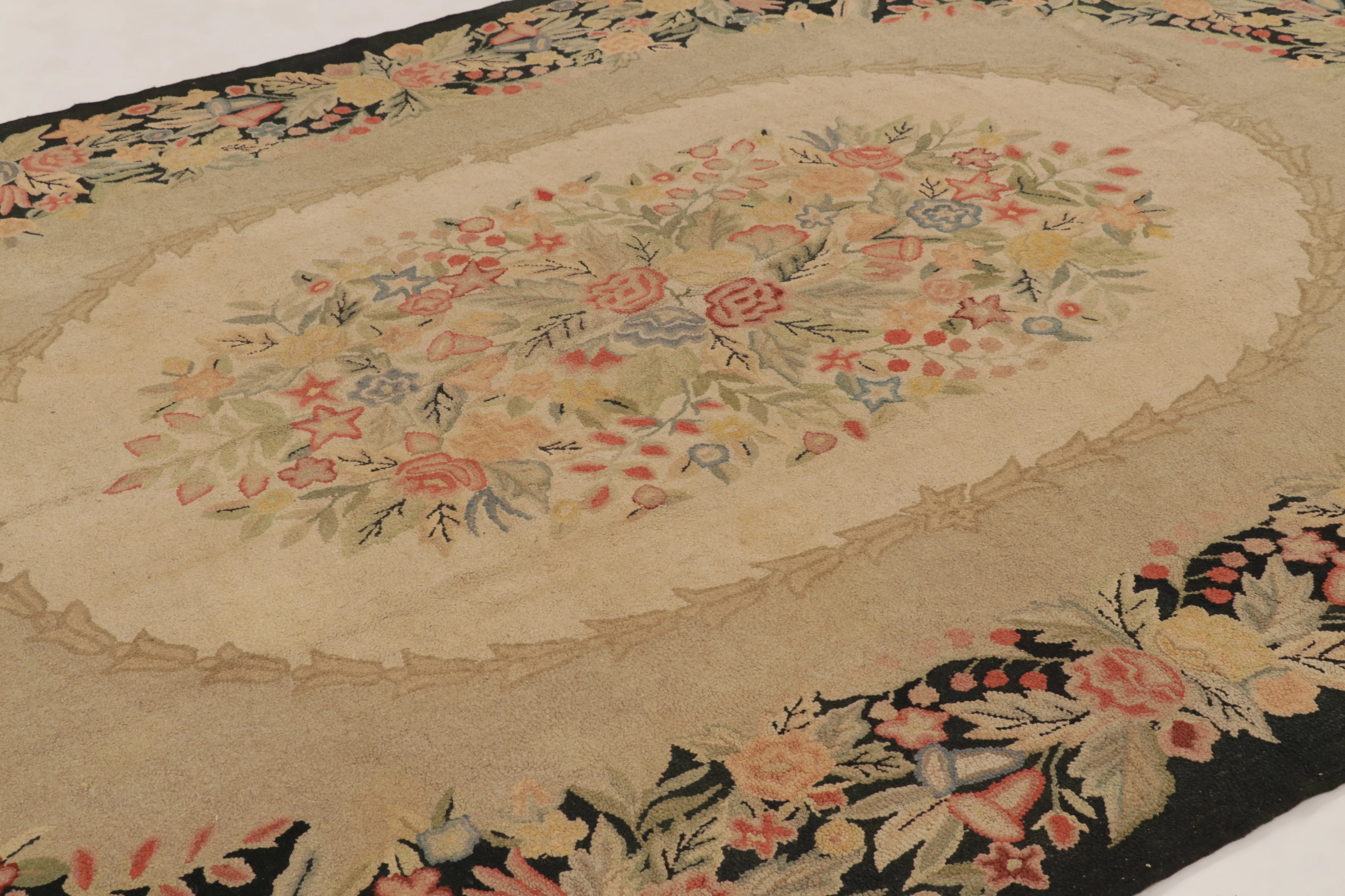 Antique Hooked Floral Rug