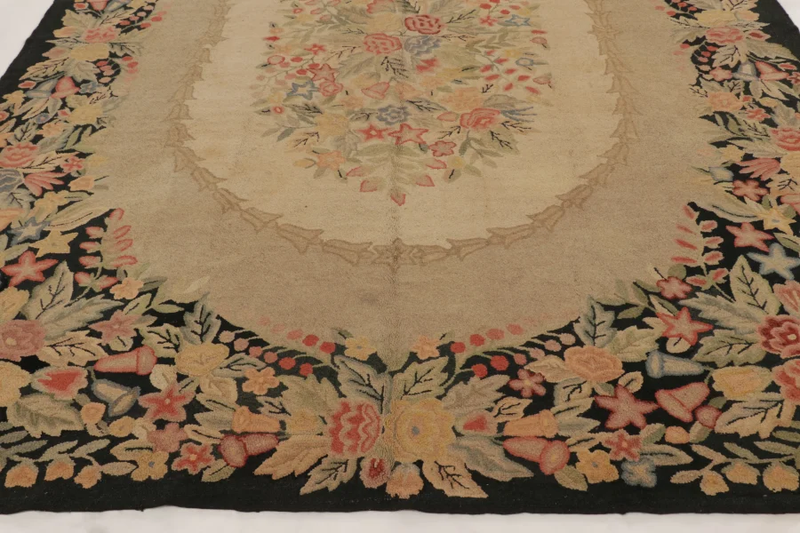 Antique Hooked Floral Rug