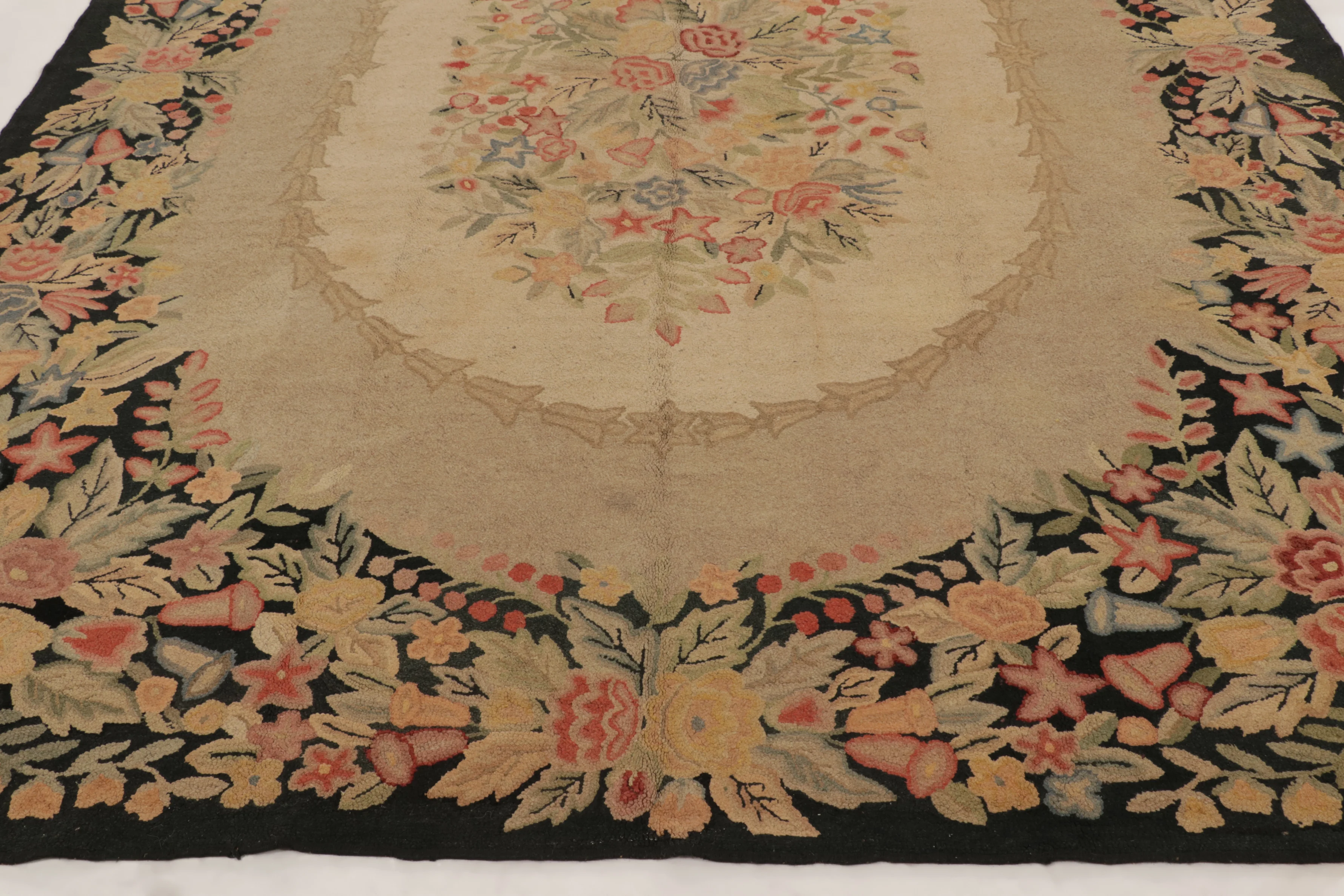 Antique Hooked Floral Rug