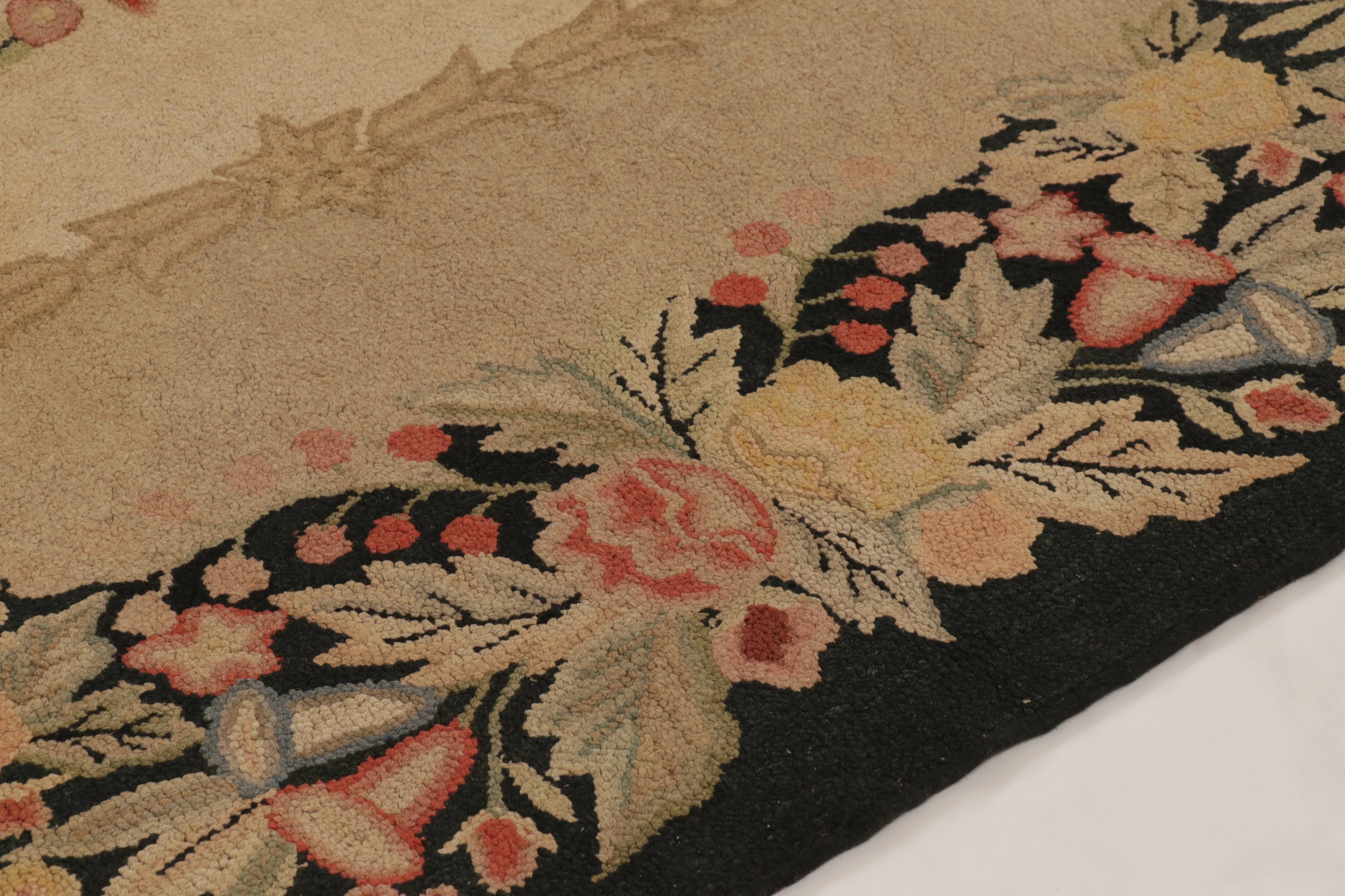 Antique Hooked Floral Rug