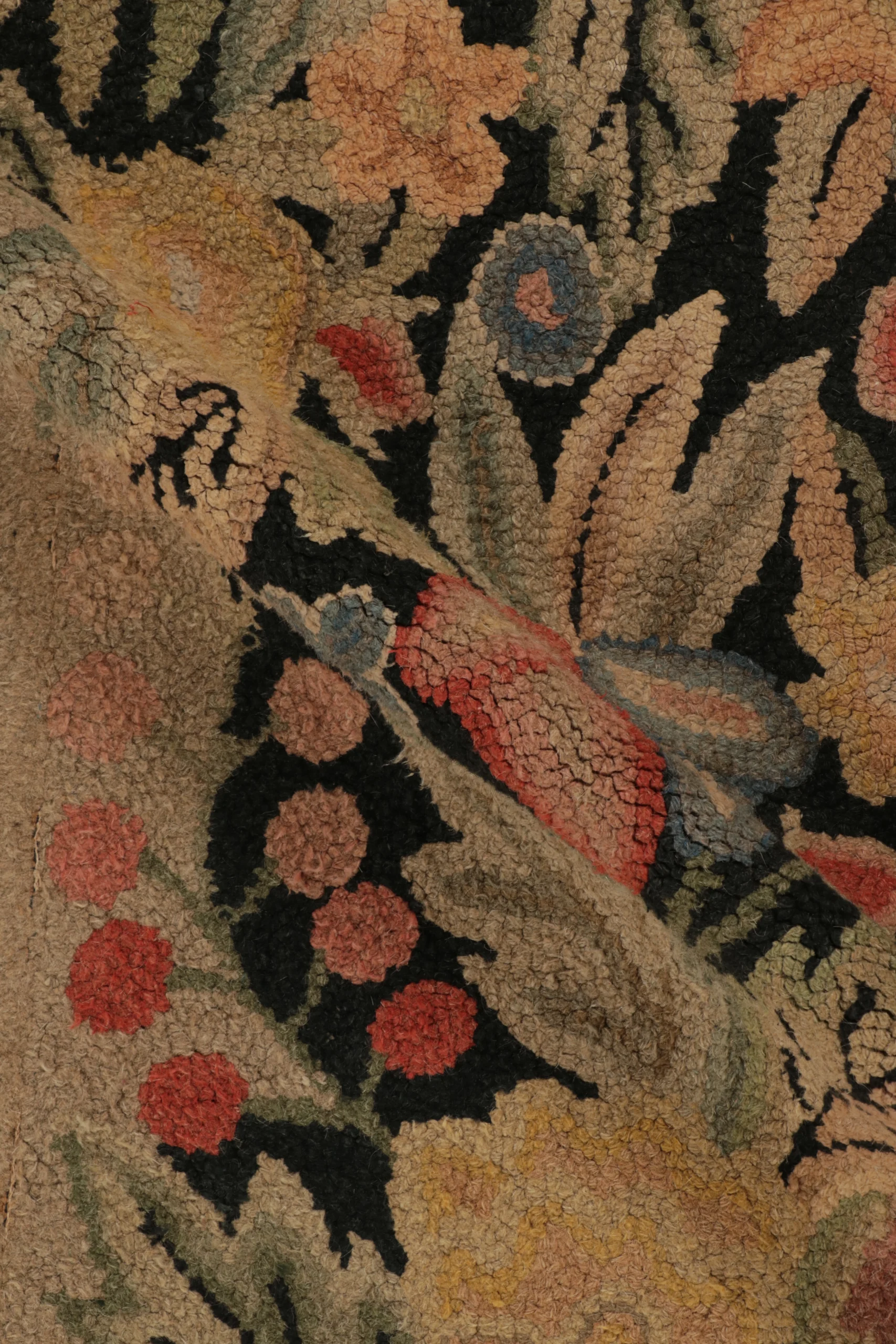 Antique Hooked Floral Rug