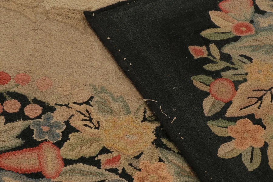 Antique Hooked Floral Rug