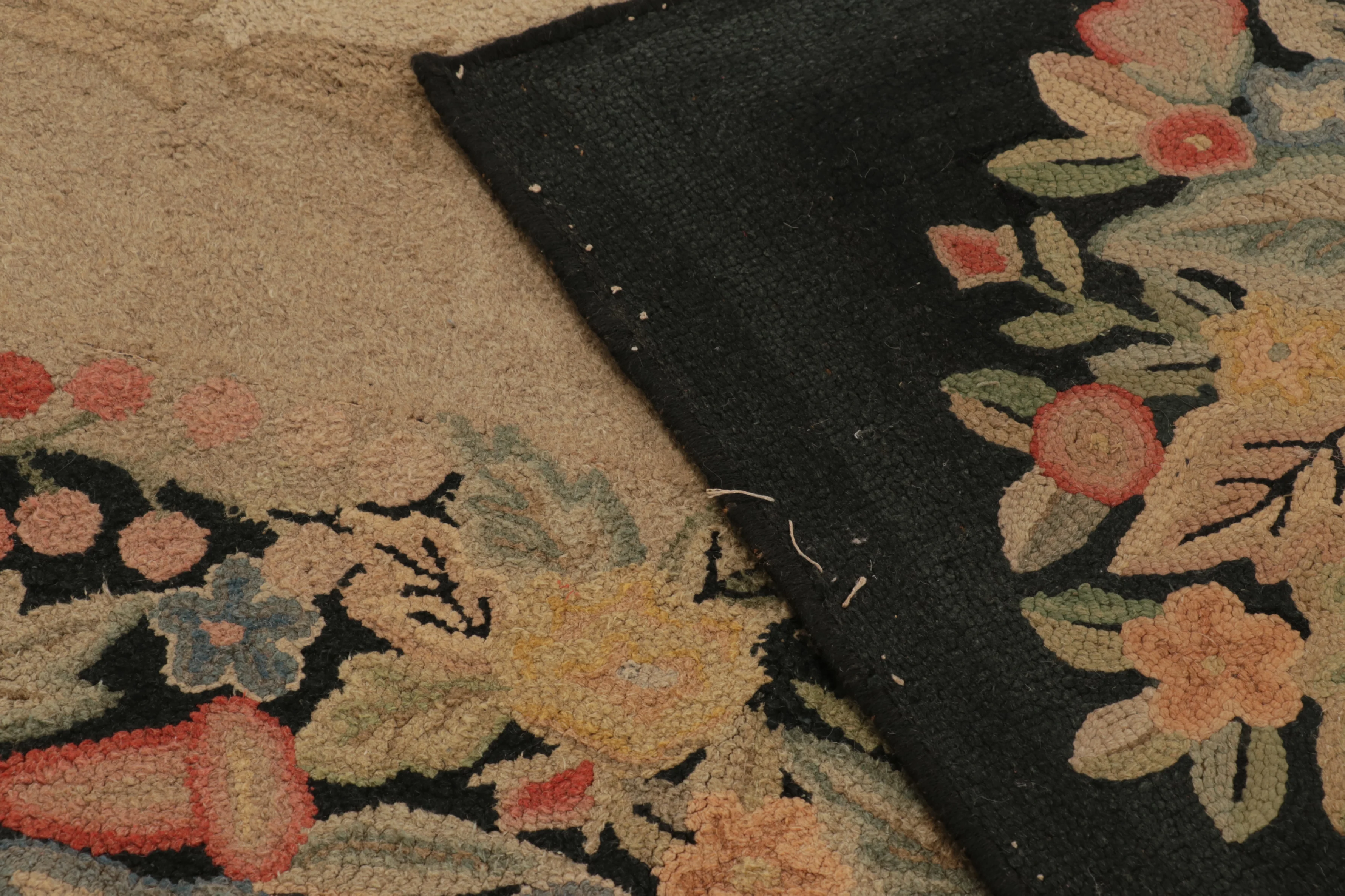Antique Hooked Floral Rug