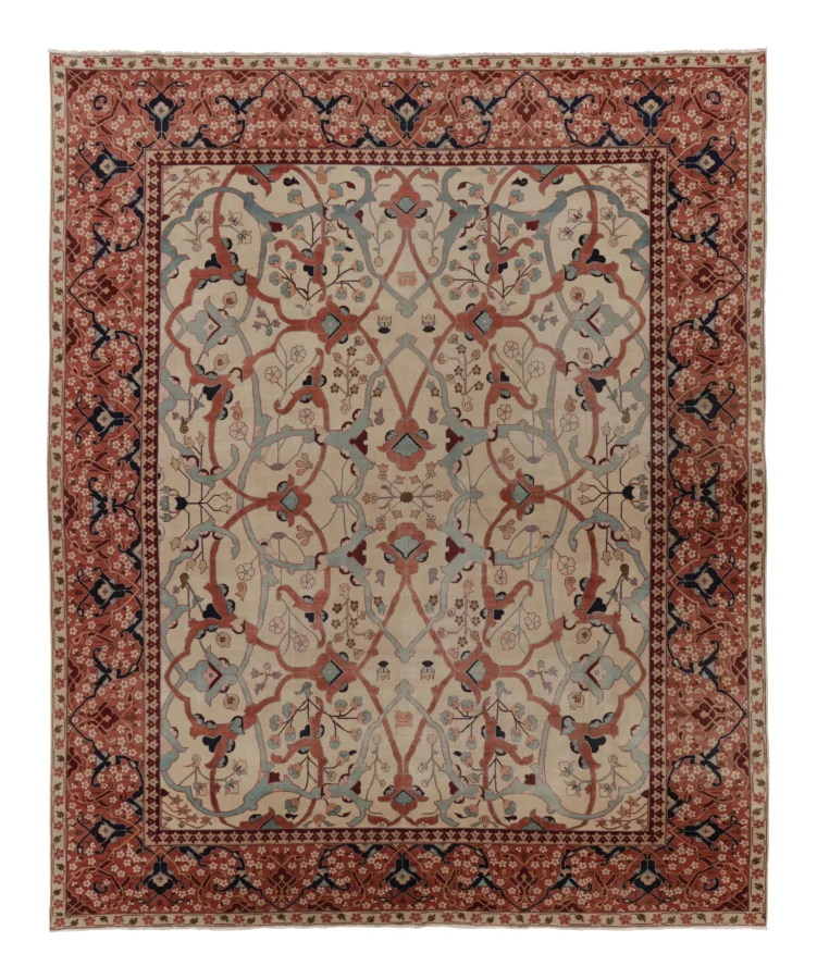 Oversized Antique Persian Tabriz Rug with Floral Design in Pastel Hues - Rug & Kilim