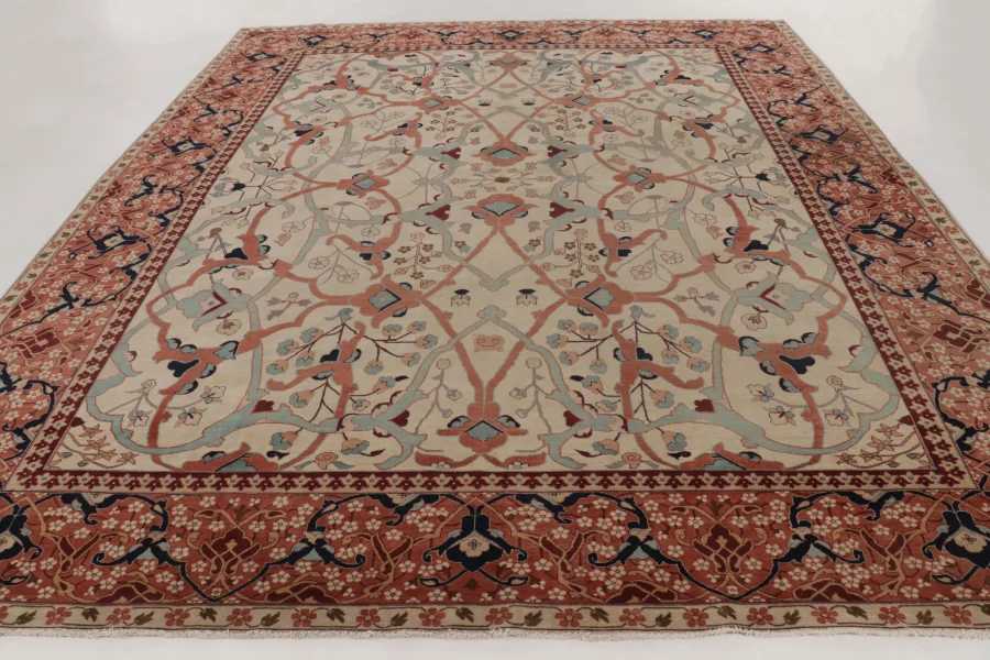 Hover image of Oversized Antique Persian Tabriz Rug with Floral Design in Pastel Hues - Rug & Kilim