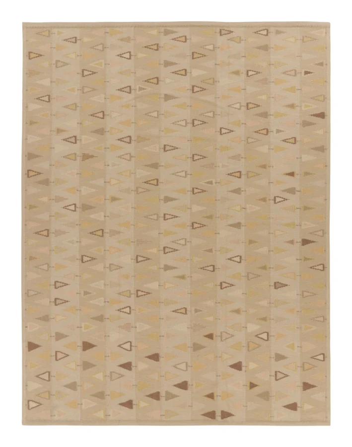 Rug & Kilim's Oversized Scandinavian Flatweave Rug with Motif Grid in Brown