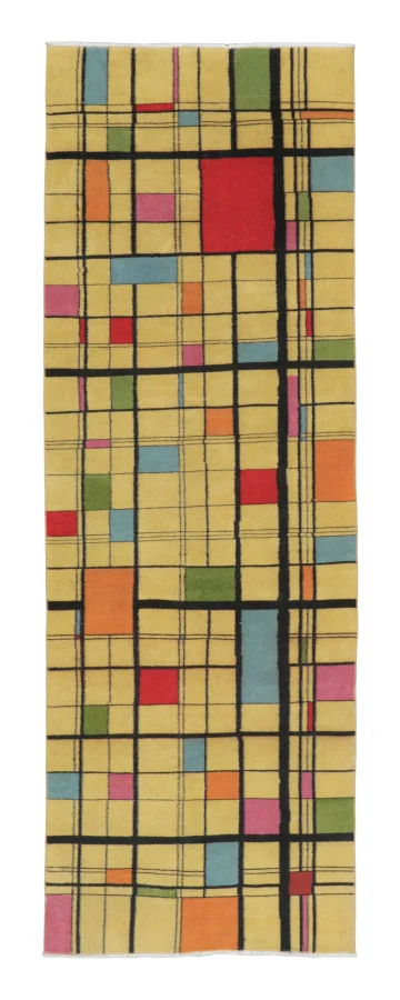 Vintage Turkish Mid-Century Modern Runner with Vibrant Geometry - Rug & Kilim