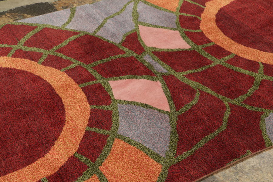 Vintage Mid-Century Modern Geometric Rug