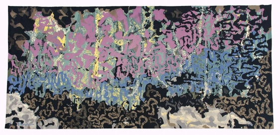 Signed Vintage “Daphnis” Tapestry by Mathieu Matégot in Black & Colorful Hues - Rug & Kilim