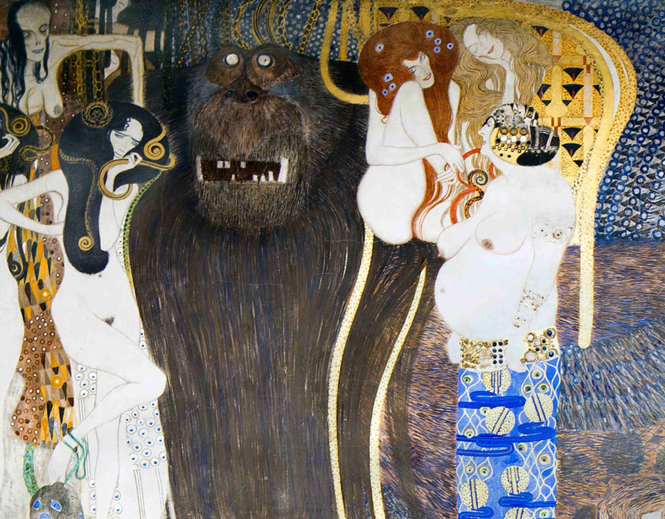 Beethoven Frieze, 1902 by Gustav Klimt, was painted for the 14th Vienna Secessionist exhibition