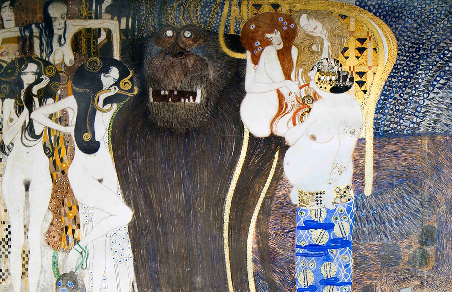 Beethoven Frieze, 1902 by Gustav Klimt, was painted for the 14th Vienna Secessionist exhibition