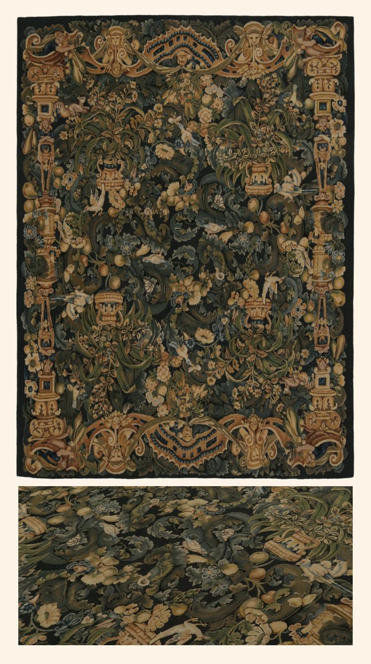 Rug & Kilim’s European Tudor Flatweave Rug with Floral Patterns and Pictorials, NO. 11847 Rug & Kilim’s European Tudor Flatweave Rug with Floral Patterns and Pictorials, NO. 11847