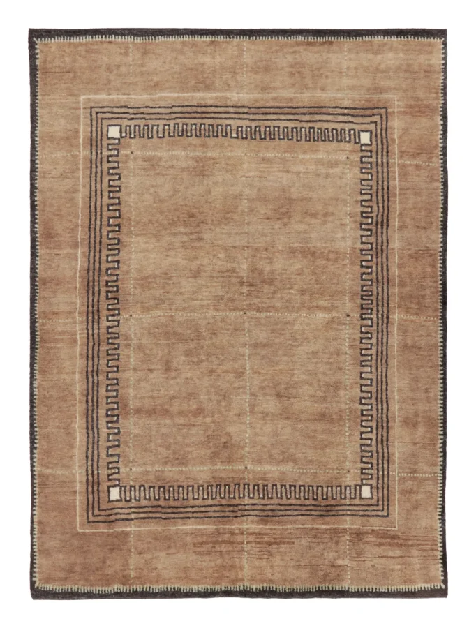 Rug & Kilim’s Contemporary Art Deco Rug with Brown Geometric Design