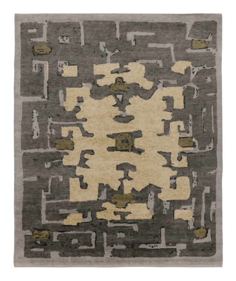Rug & Kilim's Contemporary Art Deco Geometric Rug in Gray & Beige