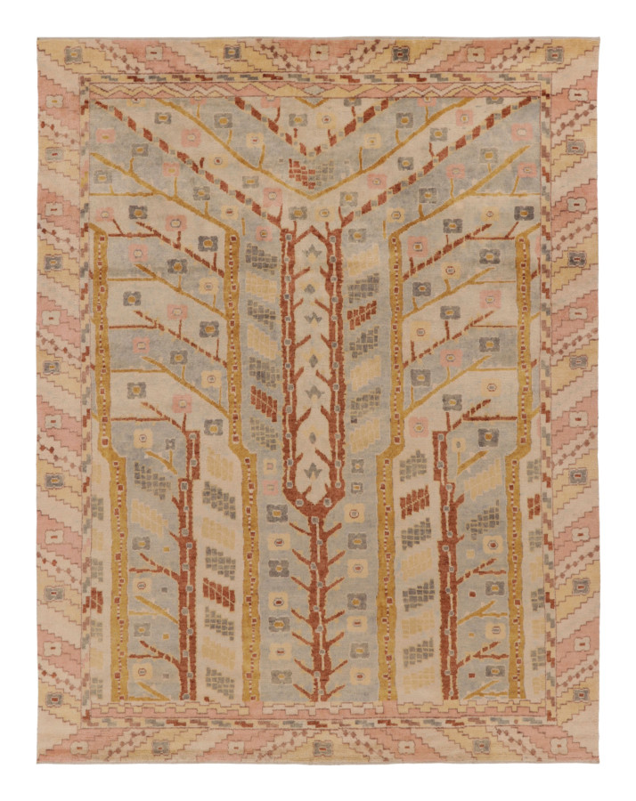 Rug & Kilim's Contemporary Scandinavian Rug with Beige & Brown Geometric Design