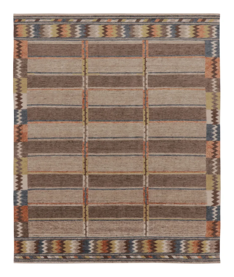 Rug & Kilim’s Contemporary Scandinavian Rug with Striped Geometric Design