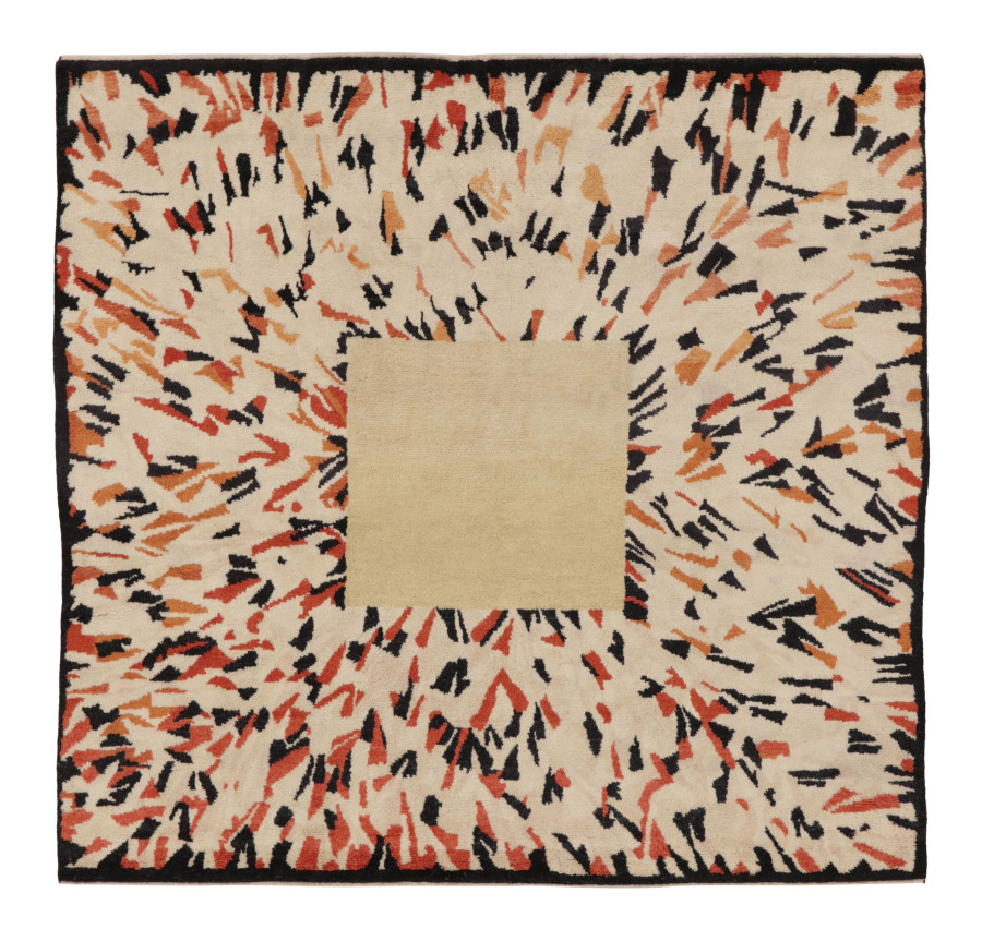 Rug & Kilim's French Art Deco Square Rug in Beige Medallion