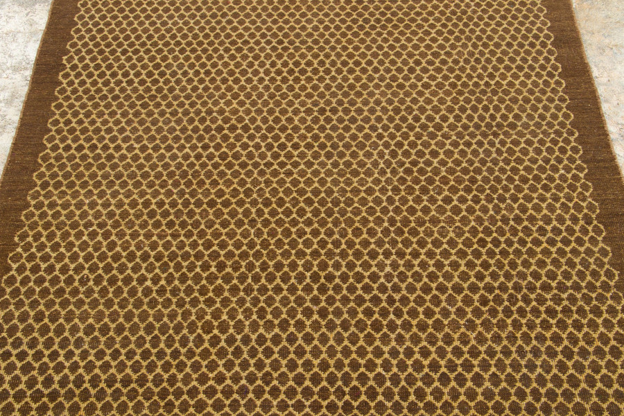 Hover image of Rug & Kilim's Contemporary Geometric Rug in Brown & Gold with Honeycomb Design